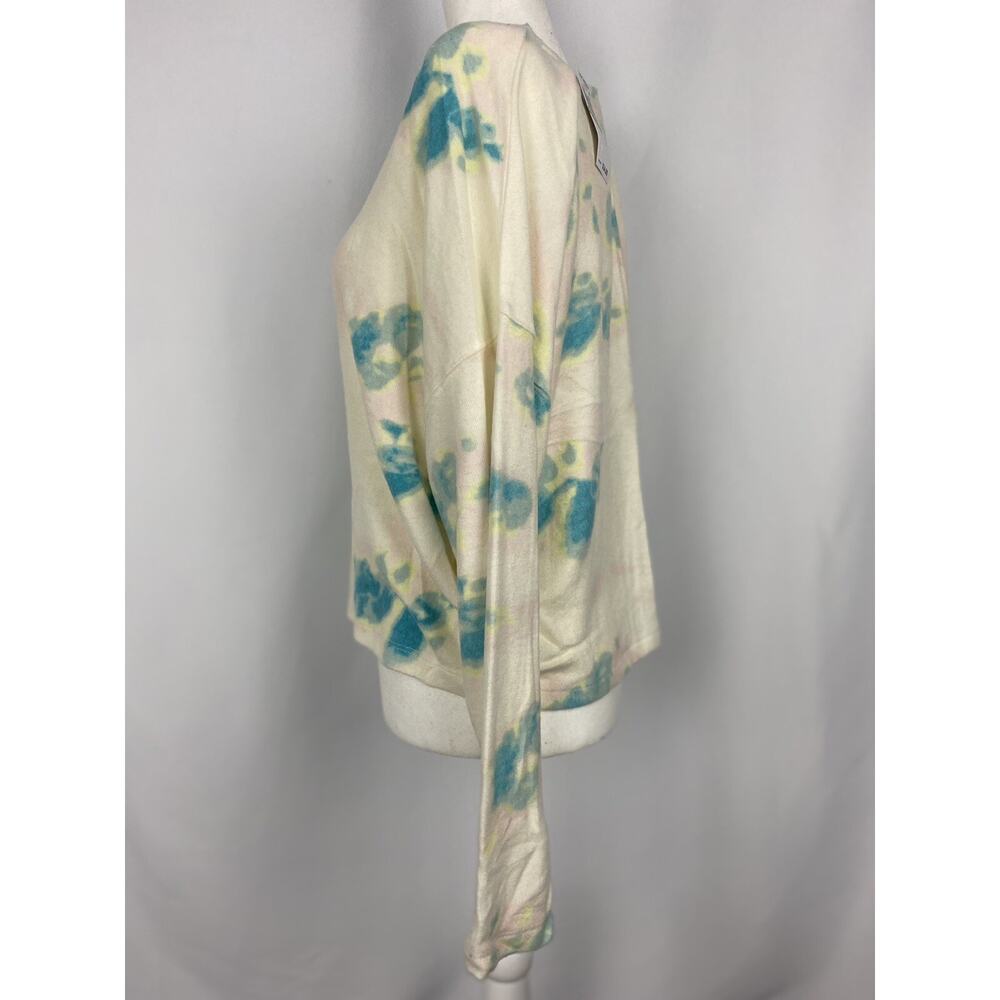 Freshman Juniors' Cozy Tie-Dyed V-Neck Top White Size Large Women A004618 - Picture 3 of 5